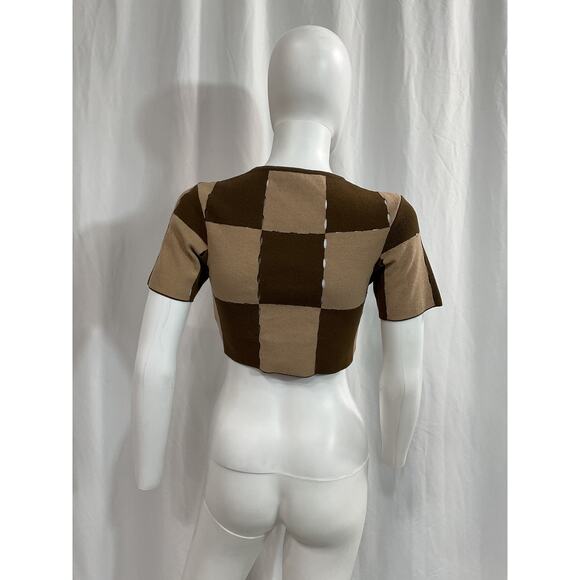 Jacquemus 'Le Maille Gelato' Brown Ponte Cut Out Top Size 36 - Picture 3 of 5